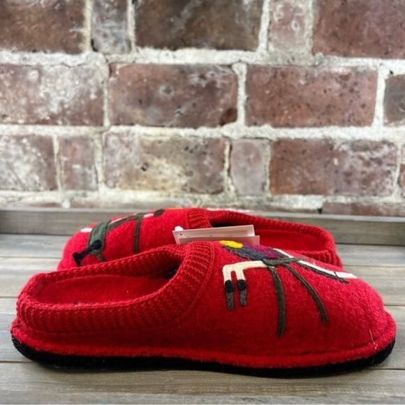 Haflinger Red Bicycle Soft Wool Slippers Sz 36 US 5.5 NEW In BOX - Picture 6 of 10